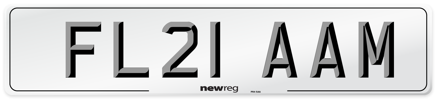 FL21 AAM Number Plate from New Reg